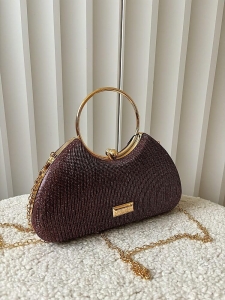 Monnari torebka wizytowa fioletowa błyszcząca z rączką