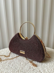 Monnari torebka wizytowa fioletowa błyszcząca z rączką