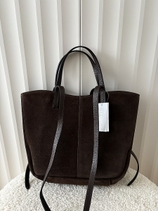 Laura Biaggi torba shopper zamszowa czekoladowa