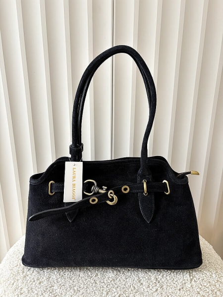 Laura Biaggi torebka shopper zamszowa czarna