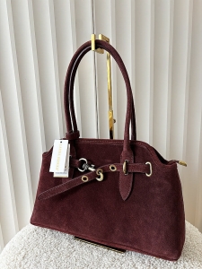 Laura Biaggi torebka shopper zamszowa bordowa