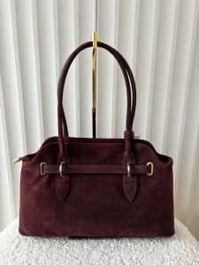 Laura Biaggi torebka shopper zamszowa bordowa
