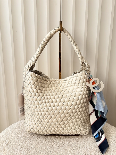 David Jones torebka mini shopperka ecru plecionka