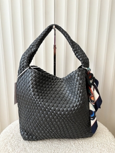 David Jones torebka shopper na ramię czarna plecionka