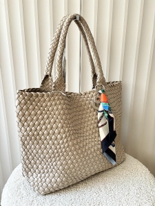 David Jones torba shopper taupe plecionka