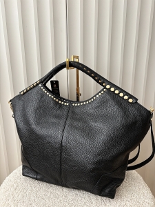 Massimo Contti torba shopper skórzana czarna ćwieki