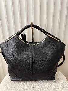 Massimo Contti torba shopper skórzana czarna ćwieki