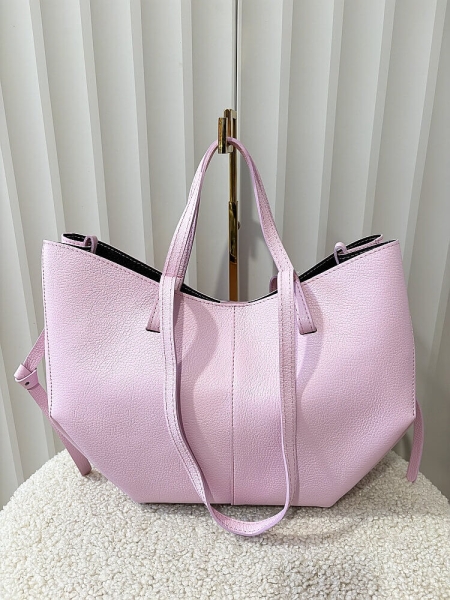 Laura Biaggi torebka shopperka skórzana różowa