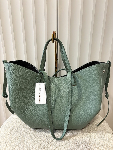 Laura Biaggi torebka shopperka skórzana zielona