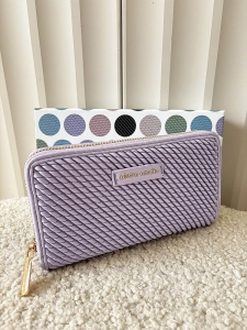 Pierre Cardin duży portfel liliowy plecionka