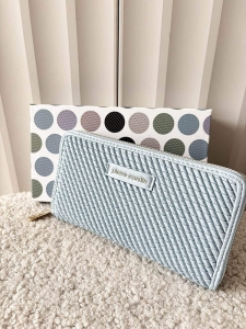 Pierre Cardin duży portfel niebieski plecionka