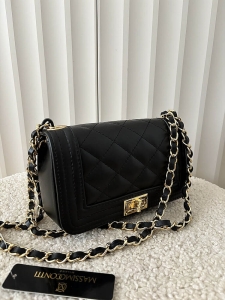 Massimo Contti torebka listonoszka skórzana czarna pikowana