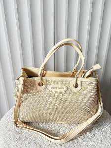 Pierre Cardin torebka shopper jasnobeżowa plecionka