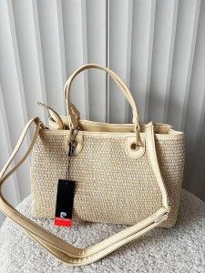 Pierre Cardin torebka shopper jasnobeżowa plecionka