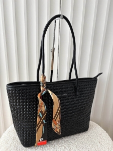 Pierre Cardin torebka shopper czarna plecionka