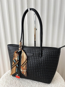 Pierre Cardin torebka shopper czarna plecionka