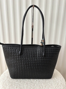 Pierre Cardin torebka shopper czarna plecionka