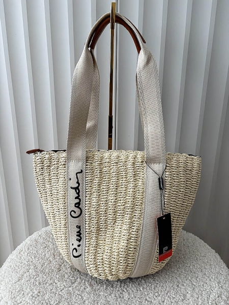 Pierre Cardin torebka shopperka koszyk jasnobeżowa