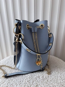 Laura Biaggi torebka worek skórzany niebieski