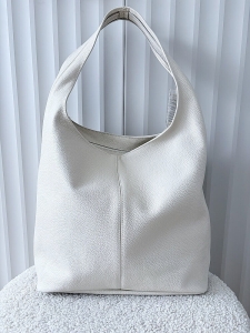 Laura Biaggi skórzana torba shopper na ramię jasnobeżowa