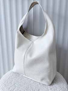 Laura Biaggi skórzana torba shopper na ramię jasnobeżowa