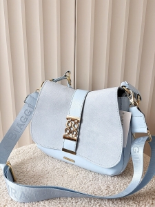 Laura Biaggi torebka listonoszka niebieska z klapką ekozamsz