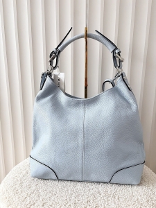 Laura Biaggi skórzana torba shopper na ramię niebieska