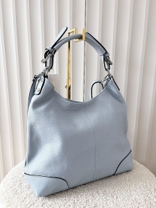 Laura Biaggi skórzana torba shopper na ramię niebieska
