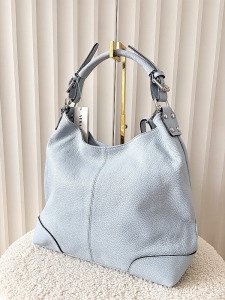 Laura Biaggi skórzana torba shopper na ramię niebieska