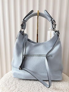 Laura Biaggi skórzana torba shopper na ramię niebieska