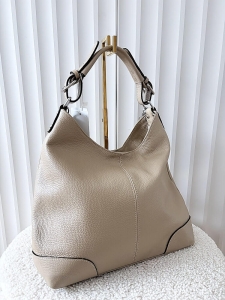 Laura Biaggi skórzana torba shopper na ramię beżowa