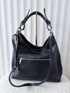 Laura Biaggi skórzana torba shopper na ramię czarna