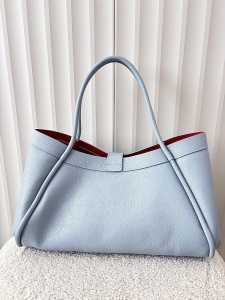 Laura Biaggi torebka shopper skórzana jasnoniebieska