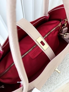 Laura Biaggi torebka shopper skórzana różowa