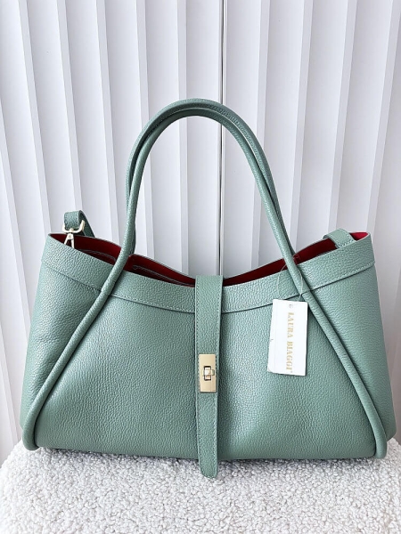 Laura Biaggi torebka shopper skórzana zielona