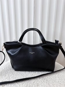 David Jones torebka shopperka czarna z przeszyciami