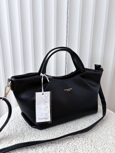 David Jones torebka shopperka czarna z przeszyciami