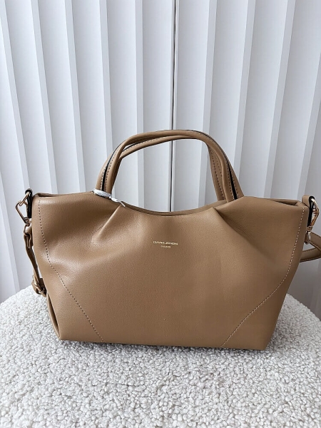 David Jones torebka shopperka taupe z przeszyciami 