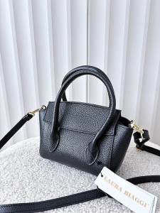 Laura Biaggi torebka mini shopperka skórzana czarna