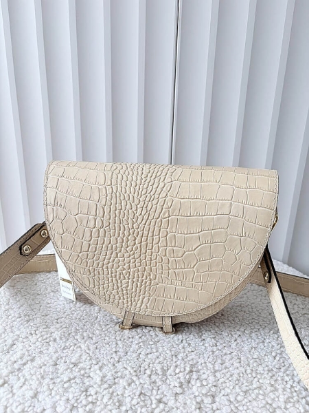 Laura Biaggi torebka listonoszka beżowa skórzana