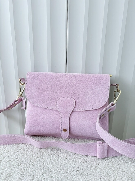 Laura Biaggi torebka listonoszka XL zamszowa różowa z klapką