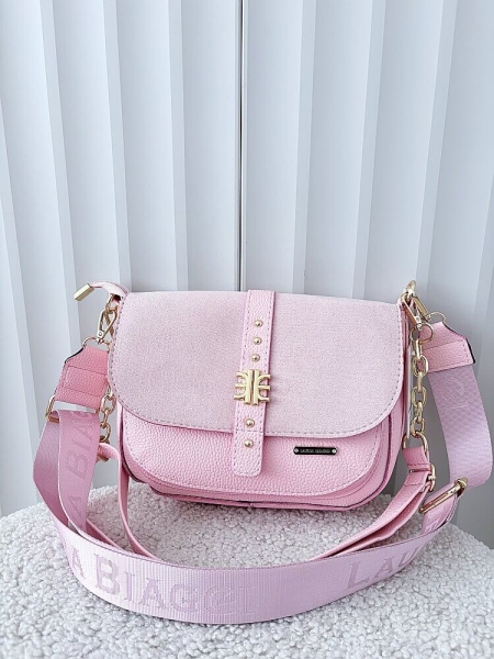 Laura Biaggi torebka listonoszka różowa z klapką ekozamsz