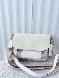 Laura Biaggi torebka listonoszka beżowa z klapką ekozamsz