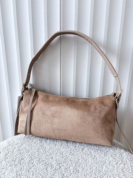 Laura Biaggi torebka listonoszka na ramię ciemnobeżowa ekozamsz