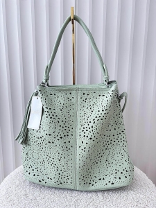 Maxfly torebka shopper na ramię i listonoszka 2w1 zielona ażurowa