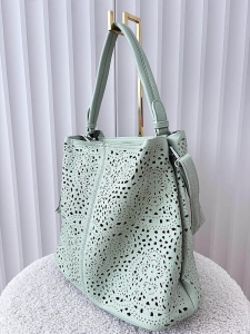 Maxfly torebka shopper na ramię i listonoszka 2w1 zielona ażurowa