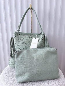 Maxfly torebka shopper na ramię i listonoszka 2w1 zielona ażurowa