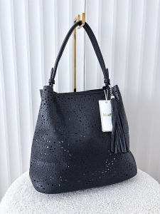 Maxfly torebka shopper na ramię i listonoszka 2w1 czarna ażurowa