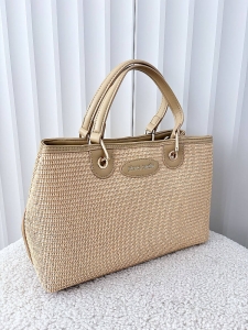 Pierre Cardin torebka shopper beżowa plecionka