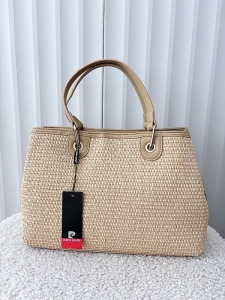 Pierre Cardin torebka shopper beżowa plecionka